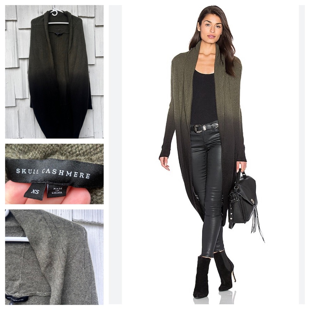 SKULL CASHMERE Loden Black Ombre Cocoon Cardigan Sweater Women's‎ XS